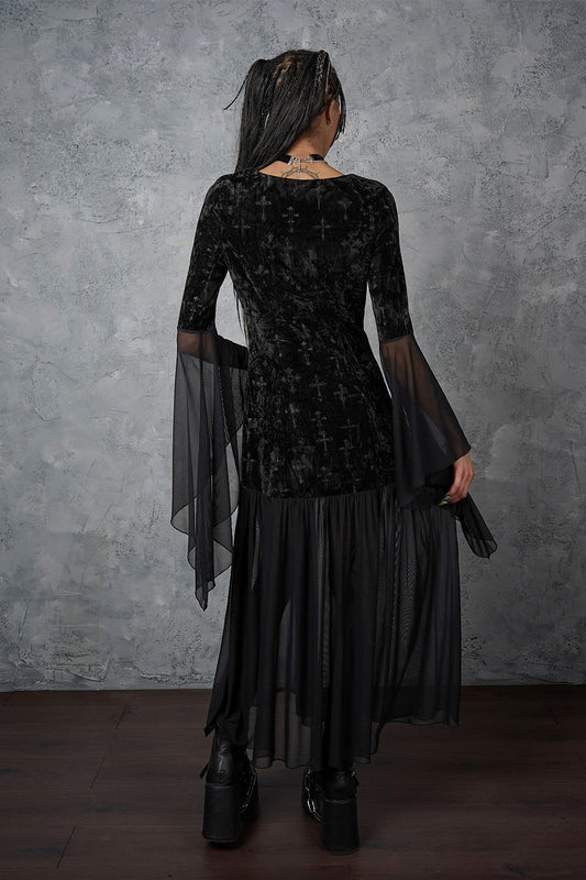 Banned Alternative Black Velarium Nocturne Velvet Dress