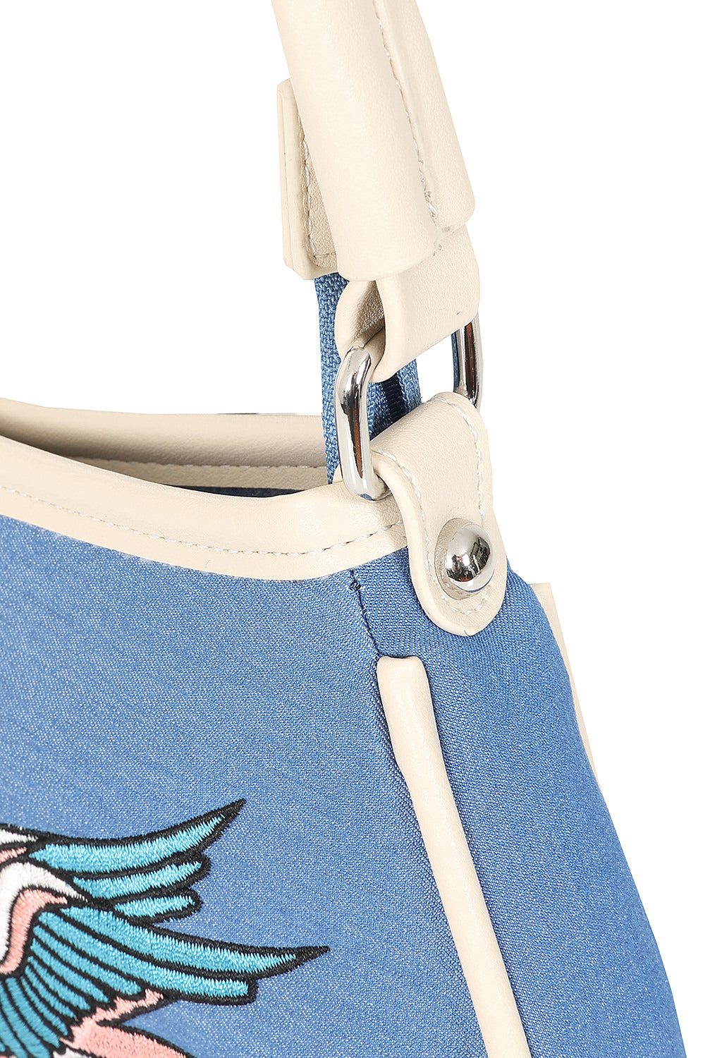 BANNED Marilou Swallow Denim Handbag | Rockabilly Embroidered Style