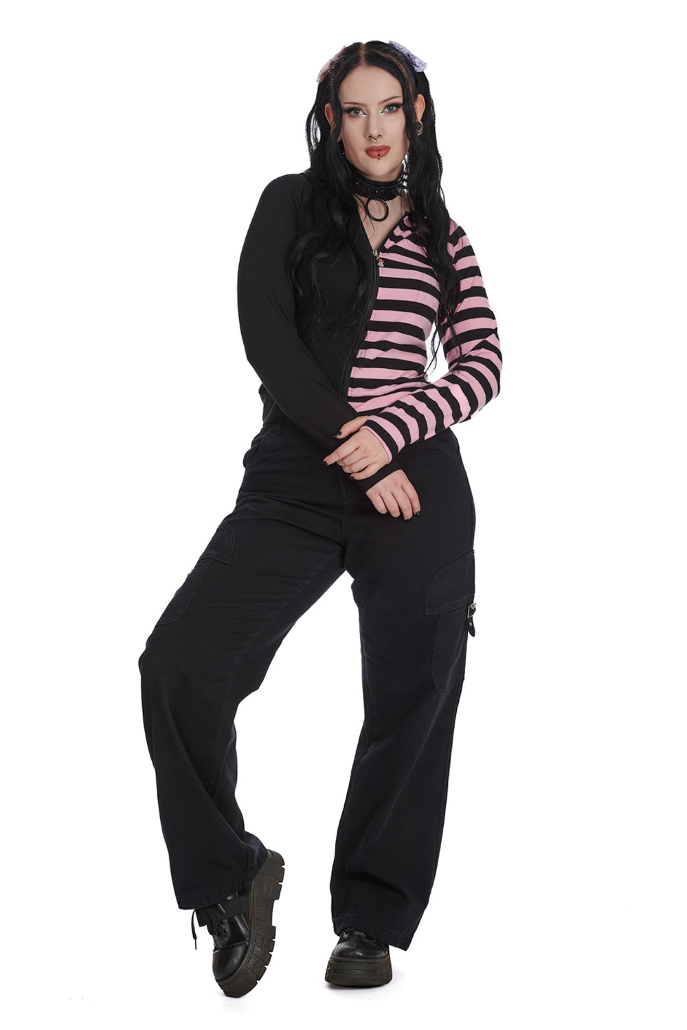 Banned Alternative SHIORI HALF AND HALF ZIPPED HOODIE