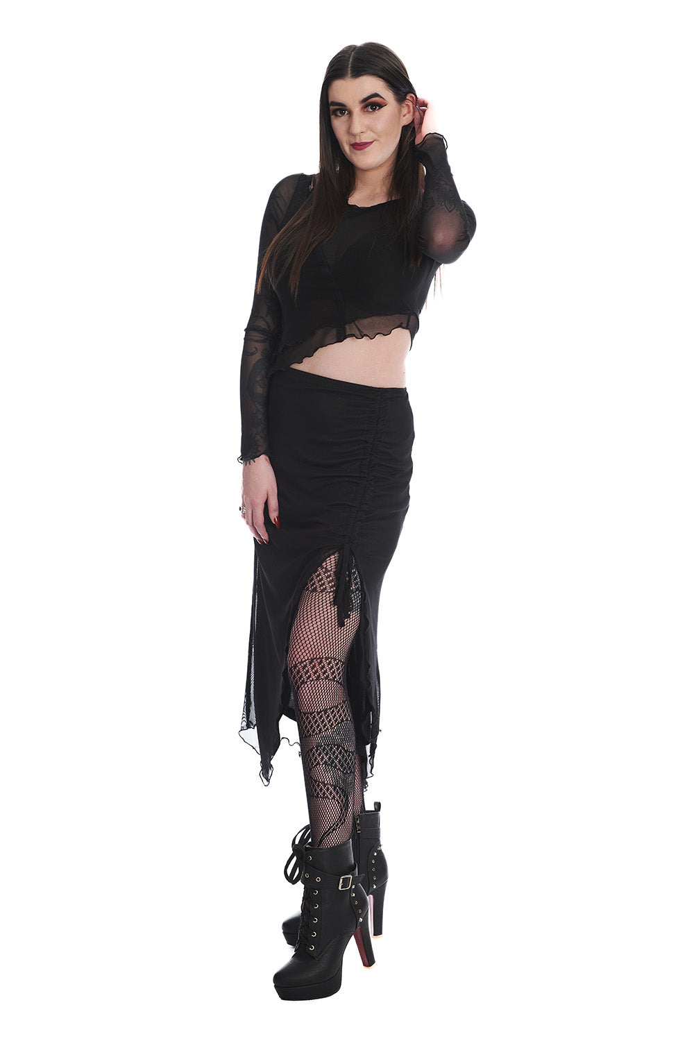 Banned Alternative UMBRA MESH RUCHED SKIRT