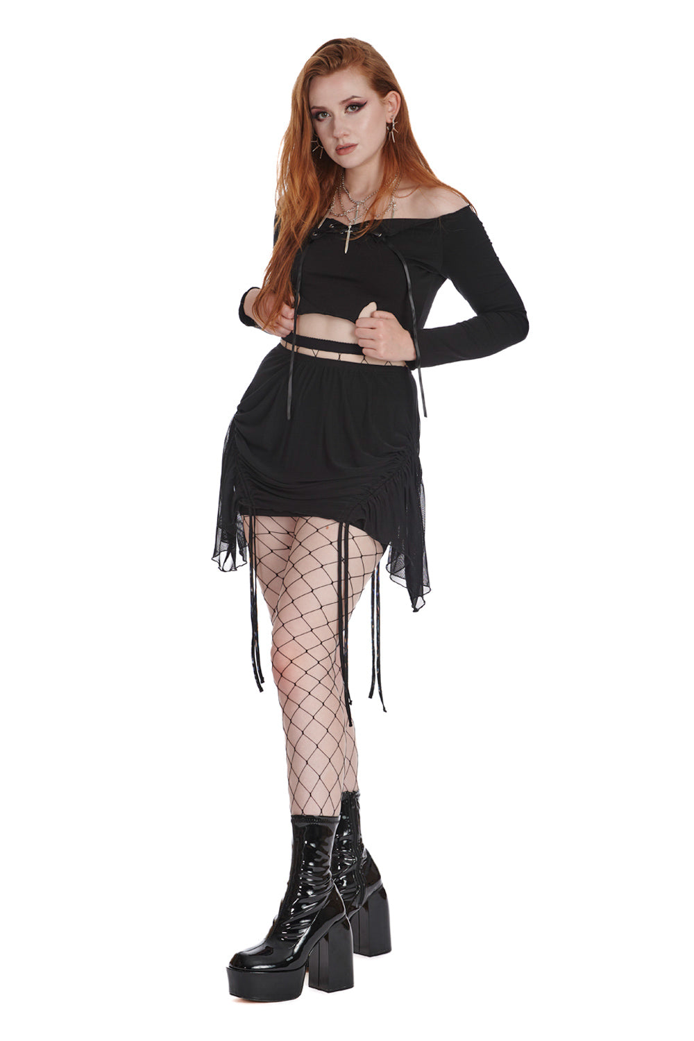 Banned Alternative TATTERED THREADS MESH SKIRT