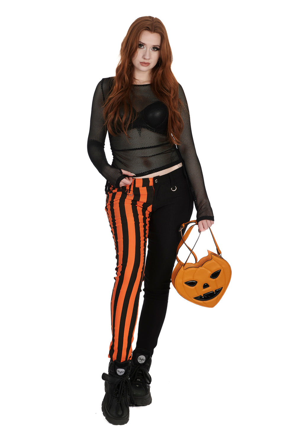 Banned Alternative Half Black Half Striped Trousers