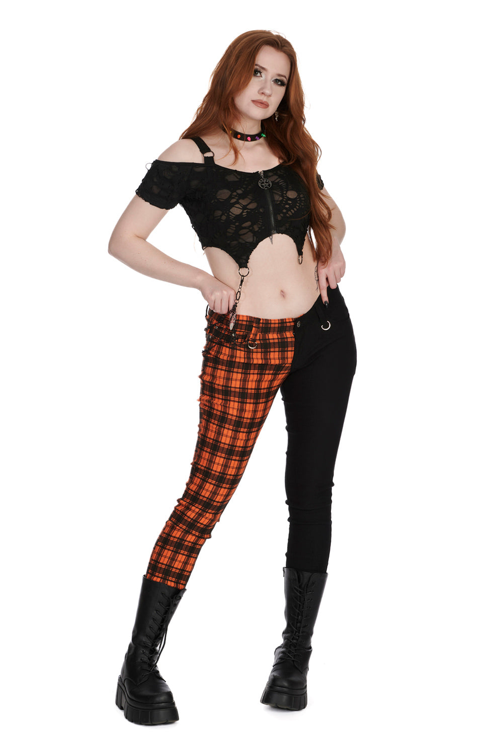 Banned Alternative HALF THE DAMAGE CHECK TROUSERS