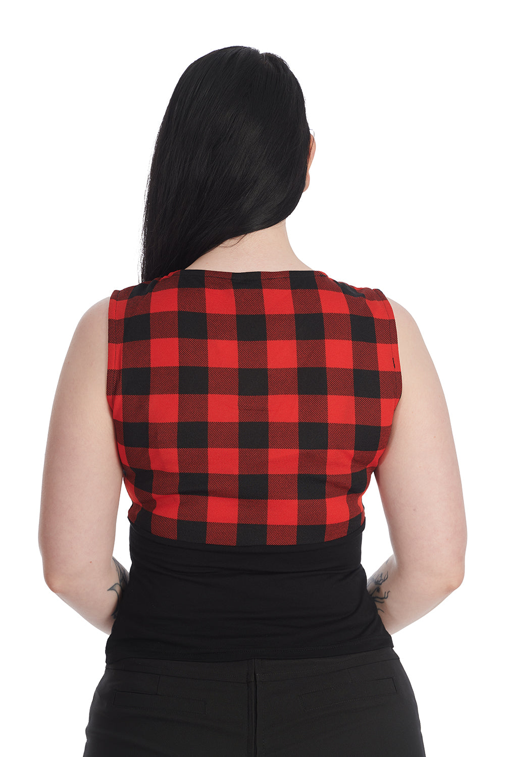 Banned Alternative CHECK & CHERRY SKULL TOP