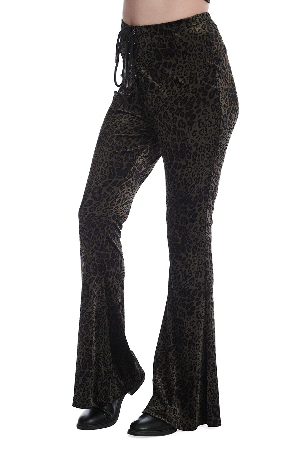 Banned Alternative VIXEN LEOPARD FLARE TROUSERS