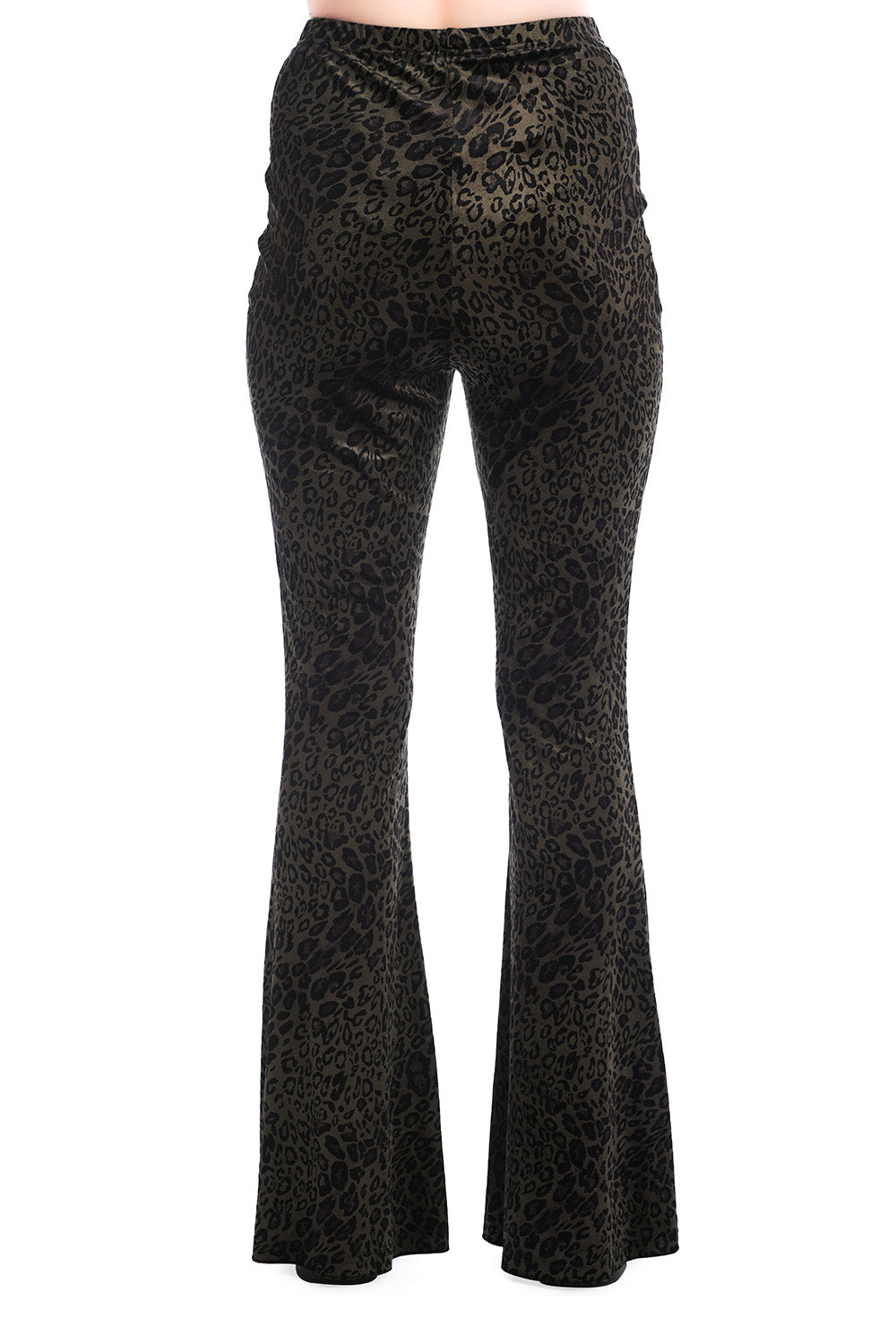 Banned Alternative VIXEN LEOPARD FLARE TROUSERS
