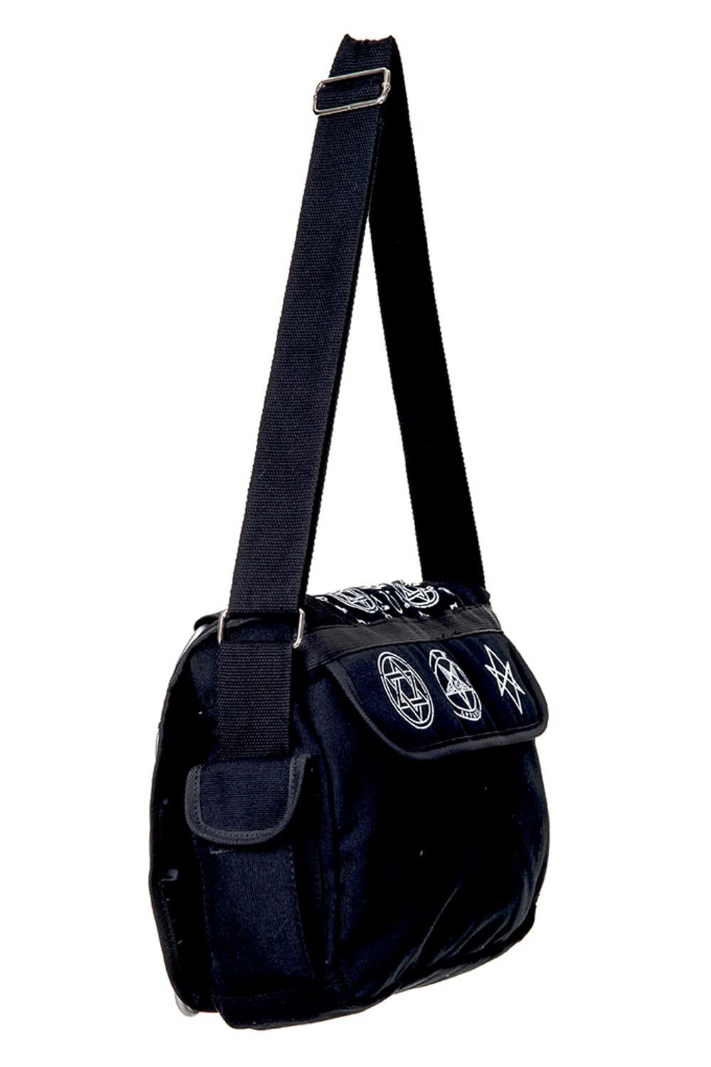 Banned Alternative Pentagram Black Messenger Bag