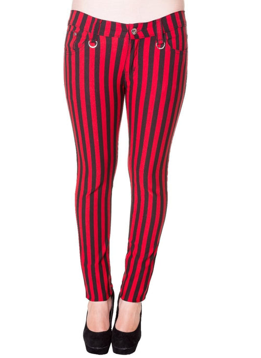 Banned Alternative Thick Stripe Skinny Jeans