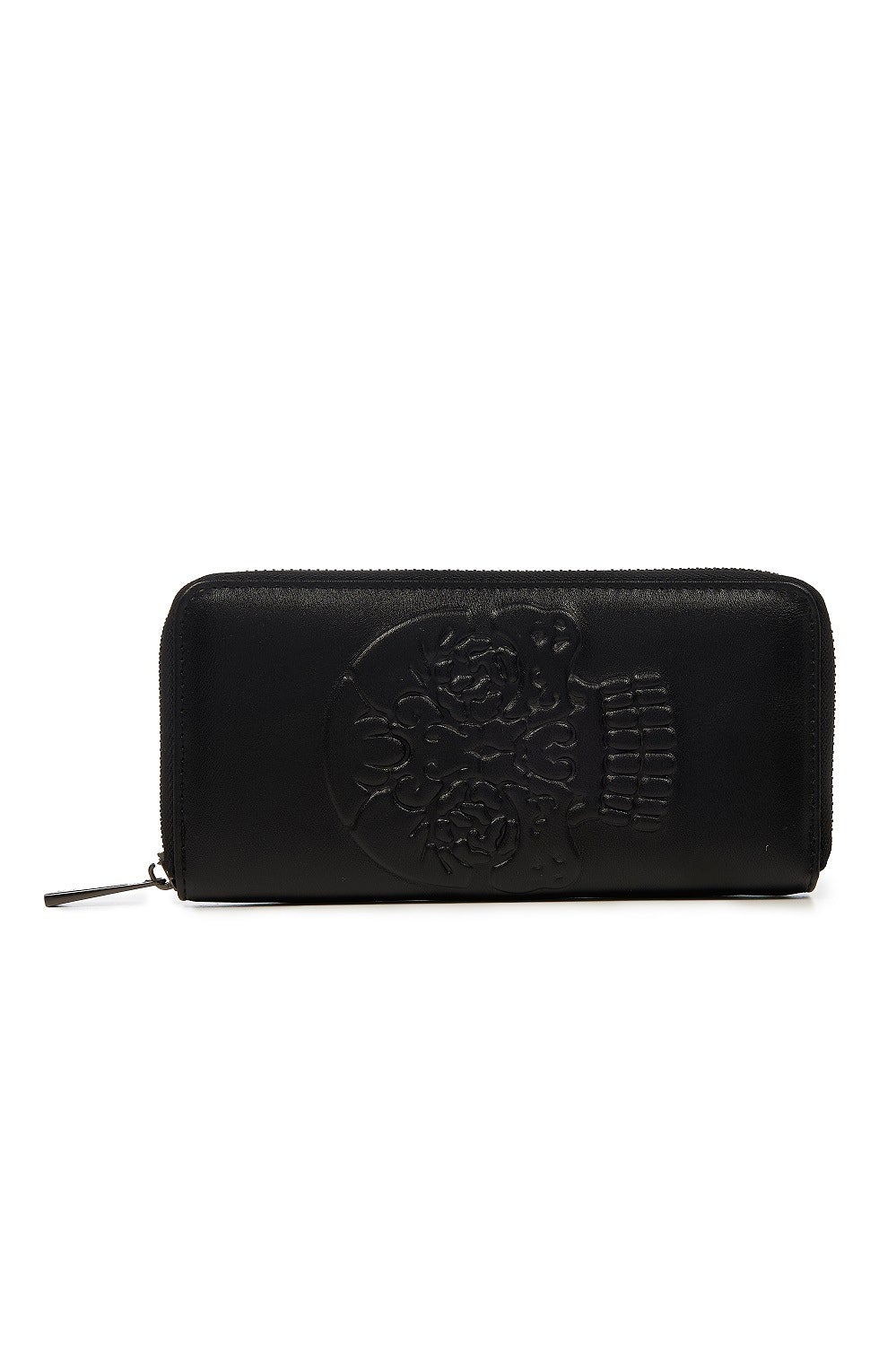 Skull embossed black purse