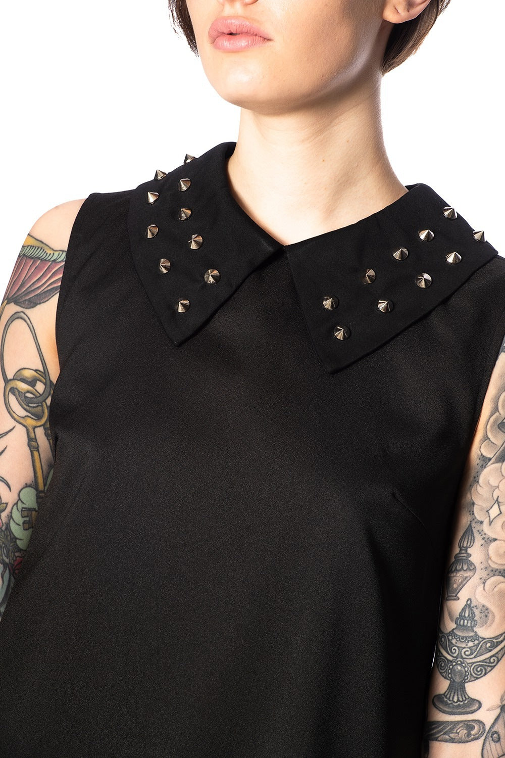 Banned Alternative Urban Vamp Collar Studs Dress