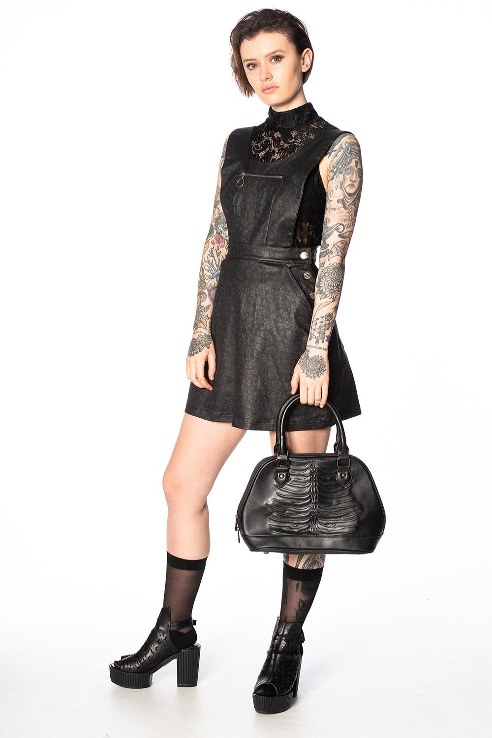 Banned Alternative Umbra Emboss Bowler Bag