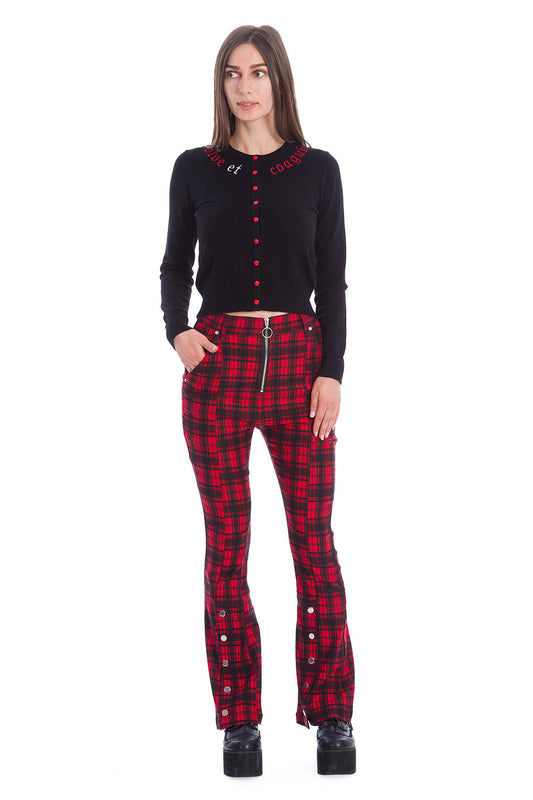 Banned Alternative Tartan Night Flare Trousers