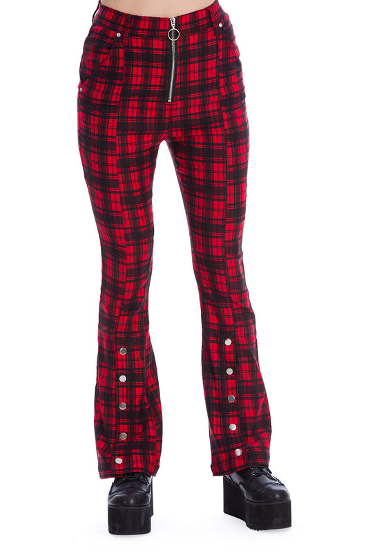 Banned Alternative Tartan Night Flare Trousers