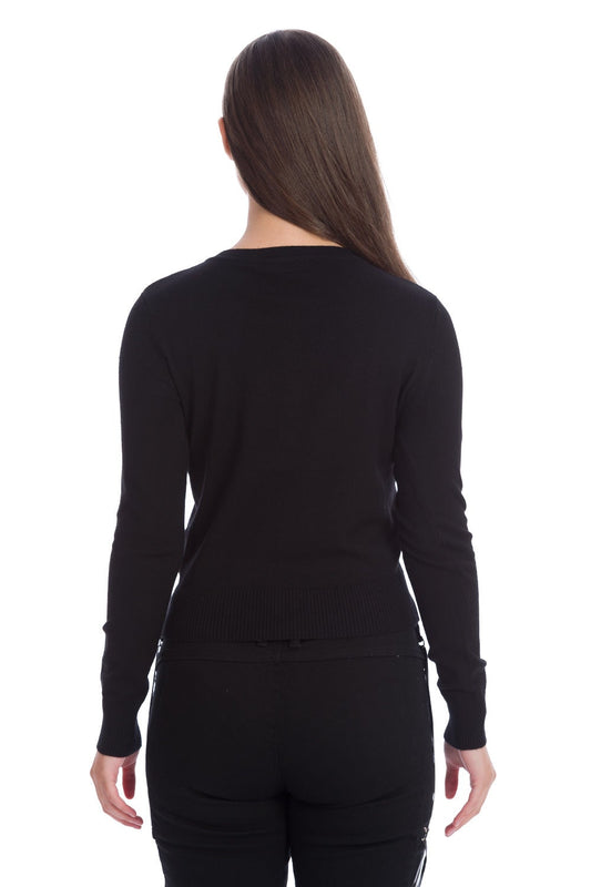 Plain black back of cardigan