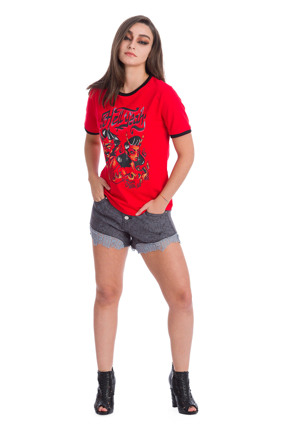 Banned Alternative Creepy Spiderweb Shorts