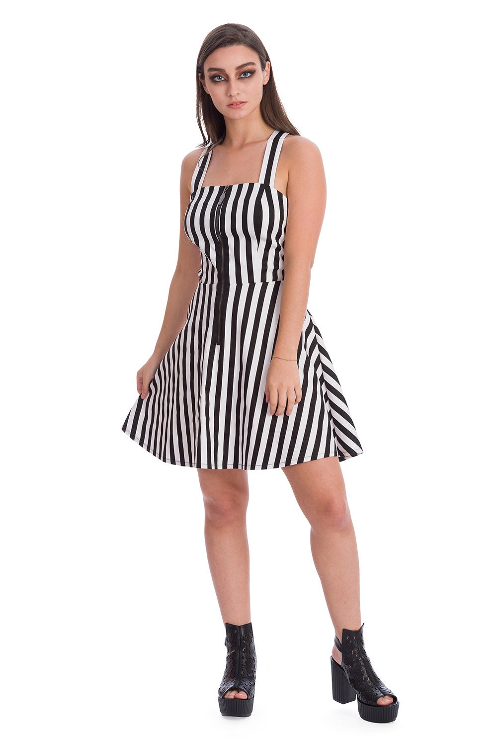 Banned Alternative Anti-Summer Black and White Stripe Dress