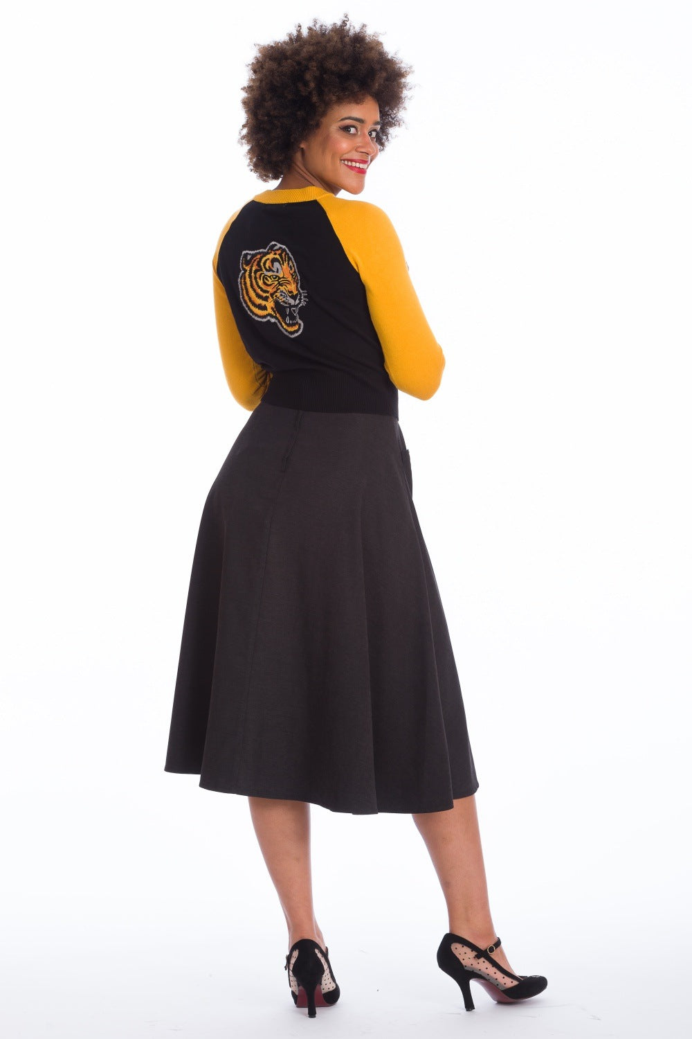 Banned Tiger Queen Cardigan - Rockabilly and Retro Style Tiger Embroidered Raglan Sweater