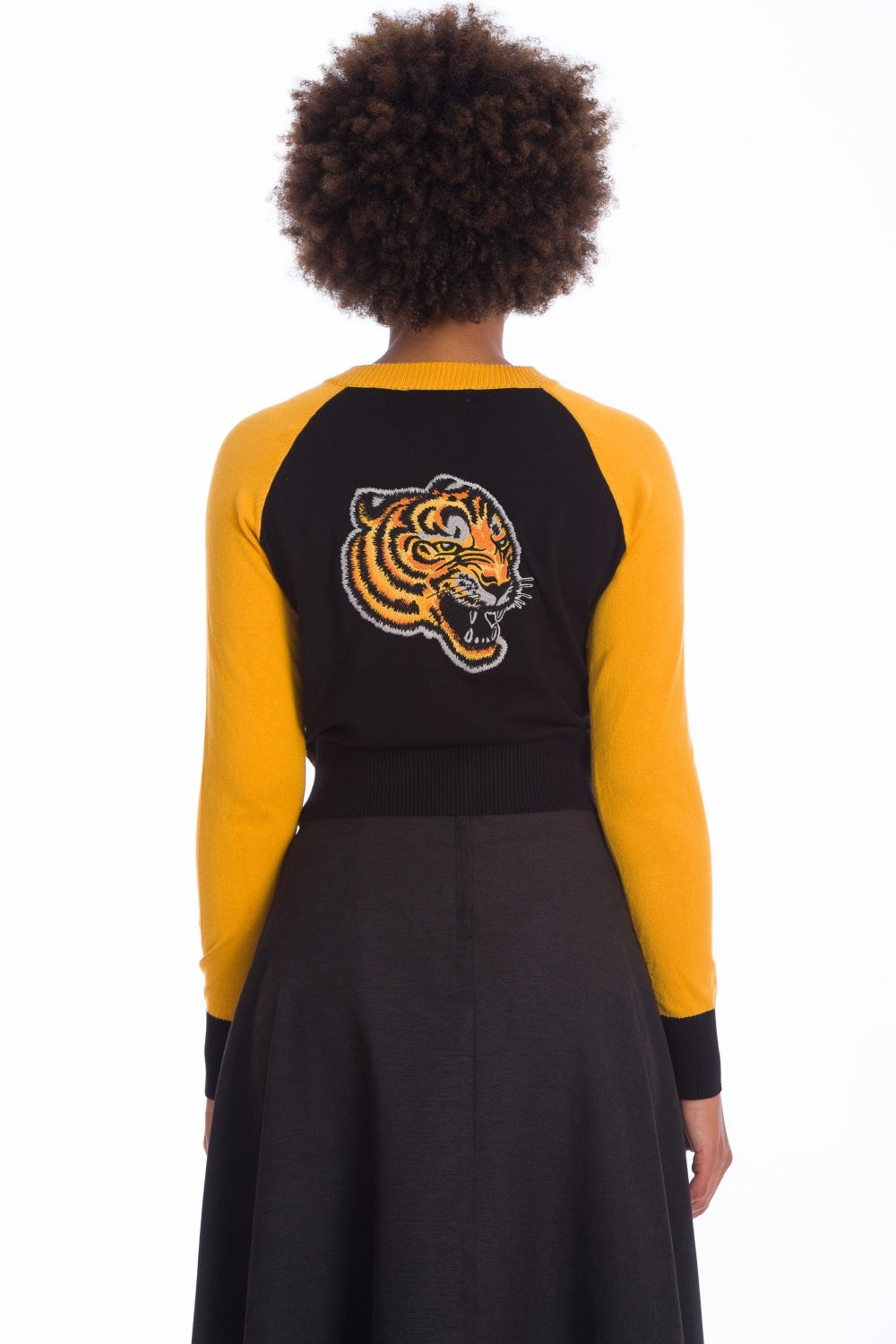 Banned Tiger Queen Cardigan - Rockabilly and Retro Style Tiger Embroidered Raglan Sweater