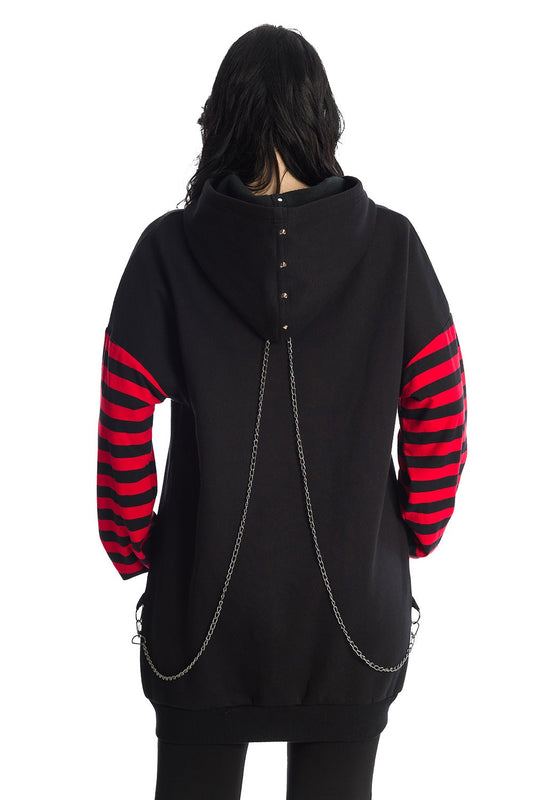 Banned Alternative Helia Stripe Sleeve Hoodie