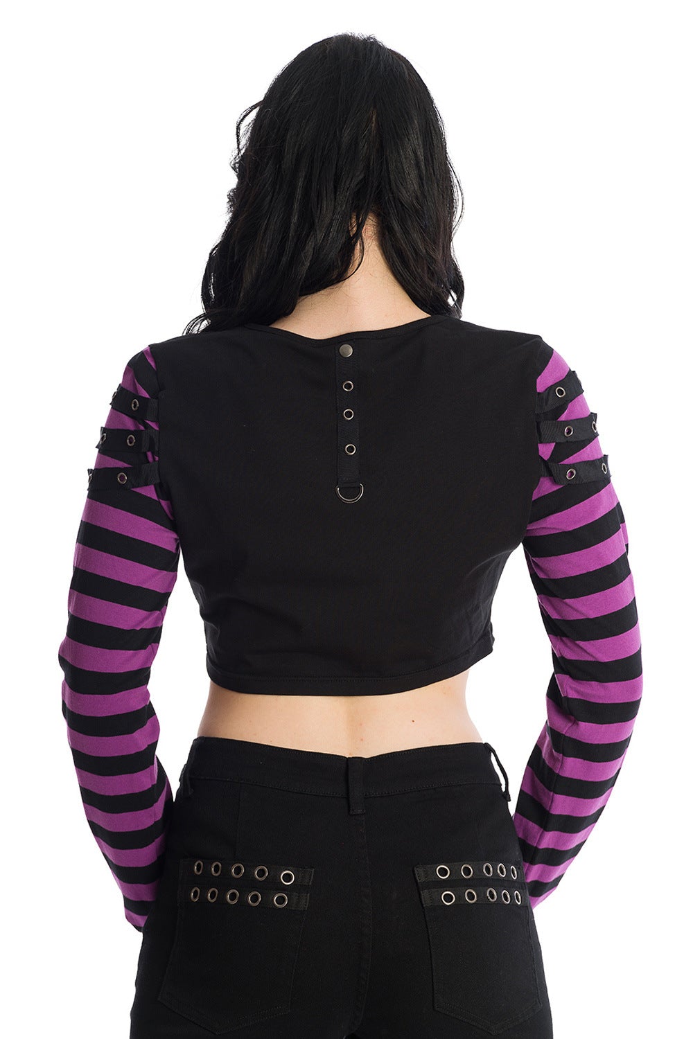 Banned Alternative Lycoris Stripe Sleeve Crop Top