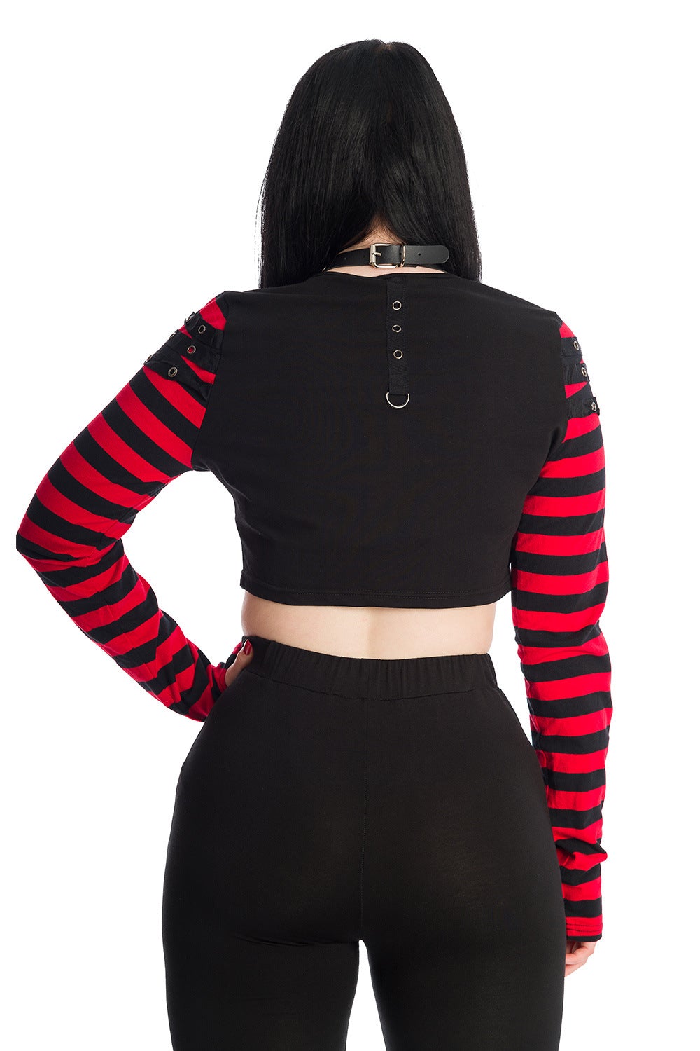 Banned Alternative Lycoris Stripe Sleeve Crop Top