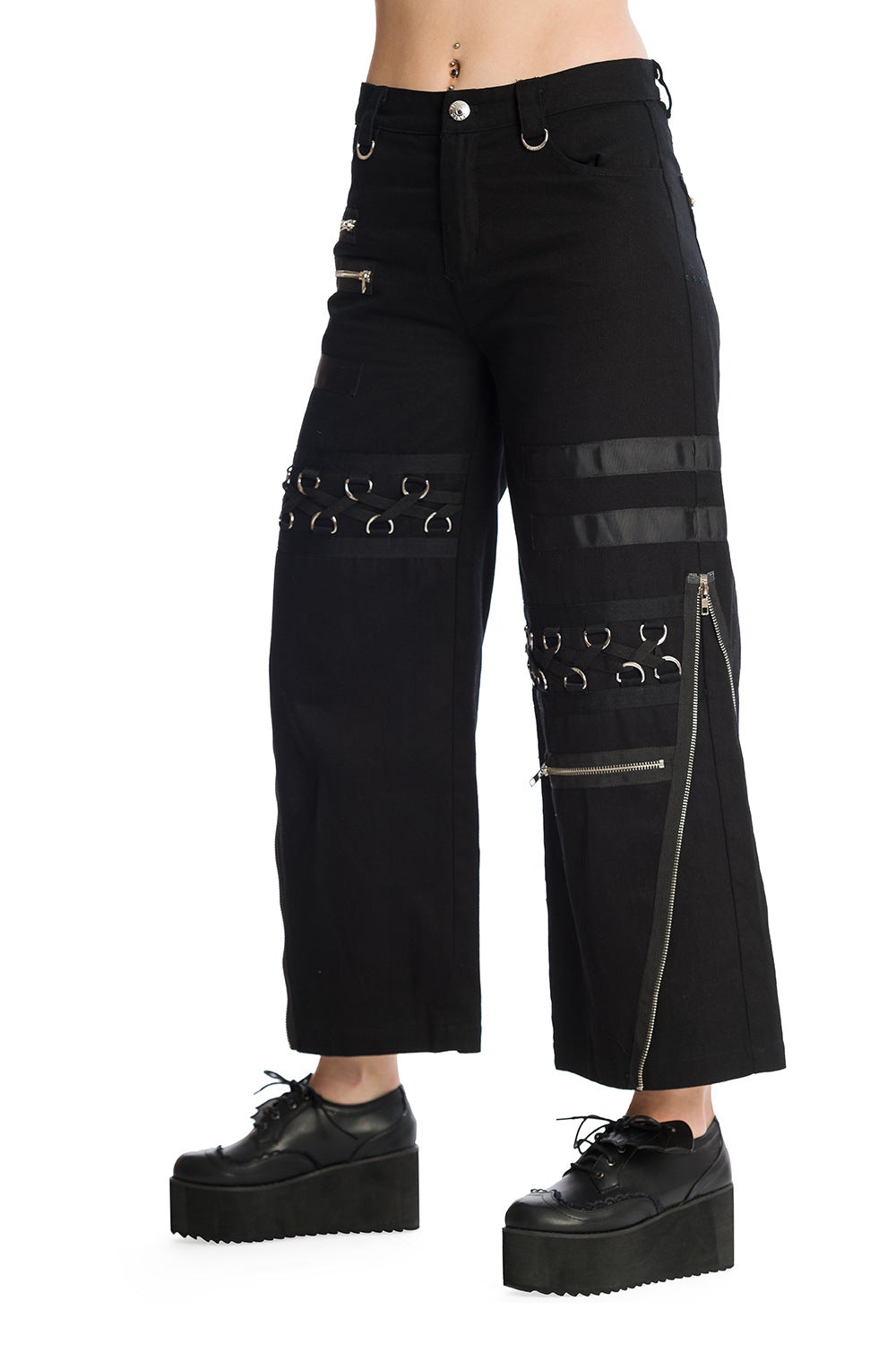 Banned Alternative Ember 3/4 Length Grunge Trousers
