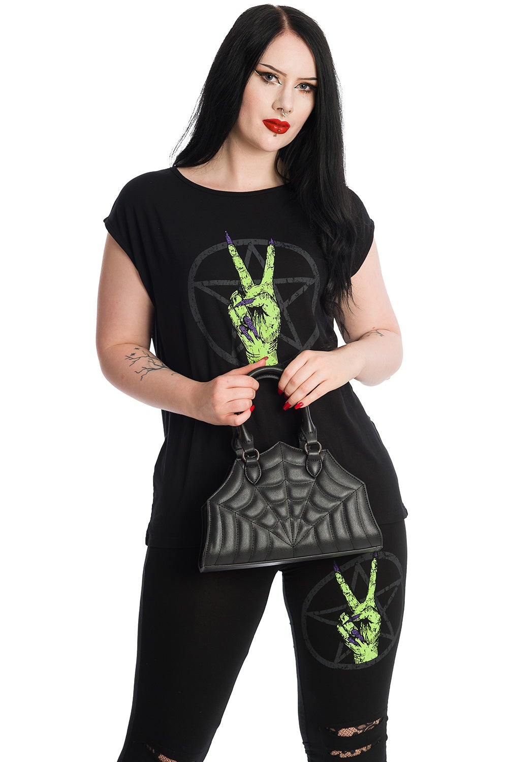 Banned Alternative Sirin Embossed Spiderweb Handbag