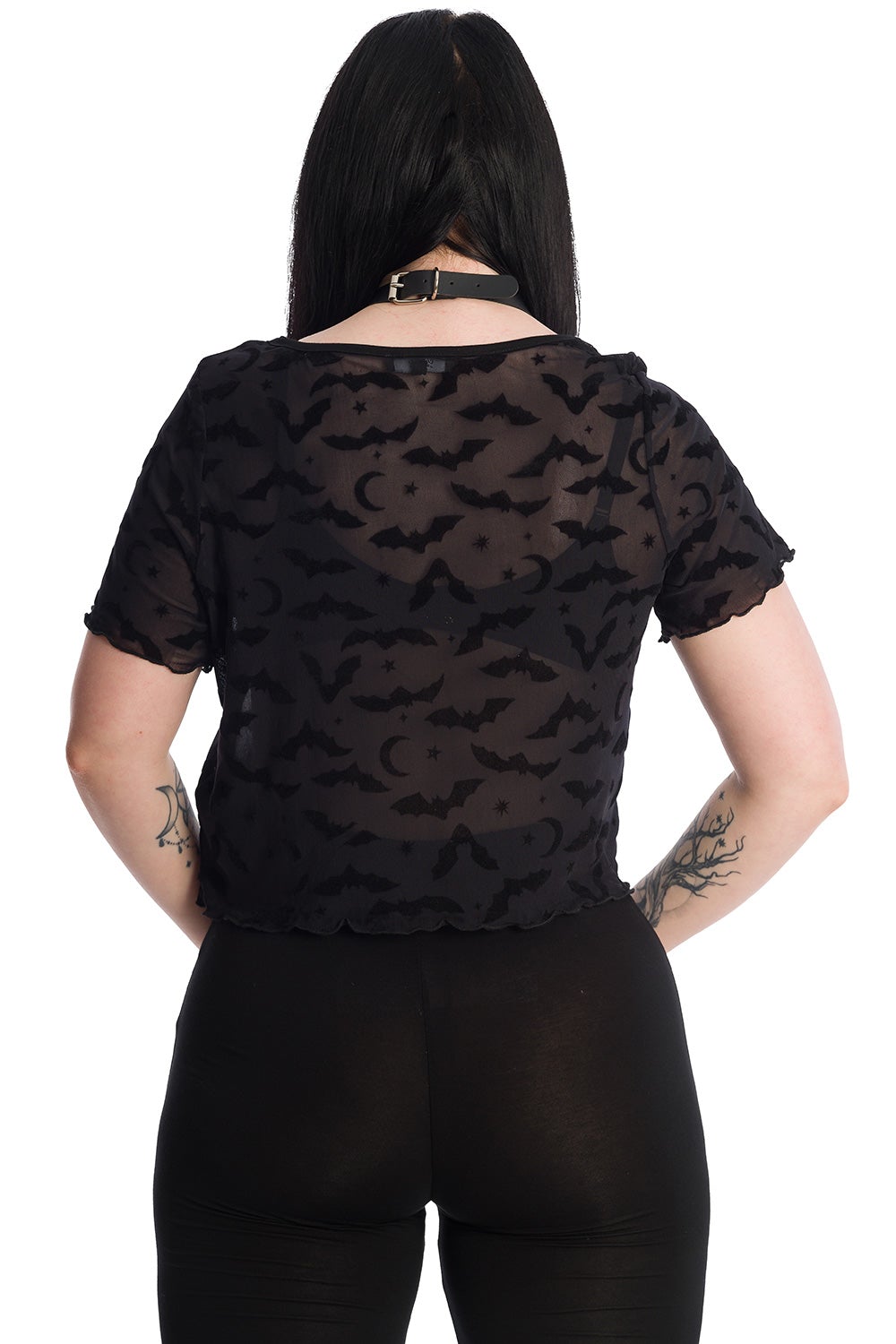 Banned Alternative Prayers Sheer Black Crop Top