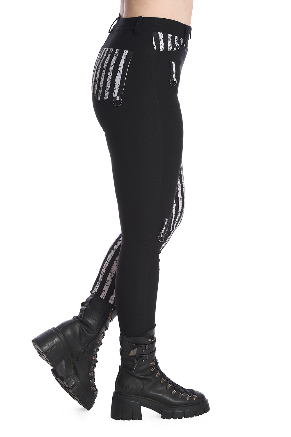 Banned Alternative Red Raw Striped Trousers