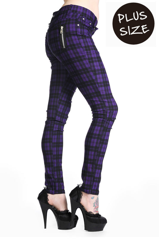 Banned Alternative Red Check Plus Size Skinny Jeans