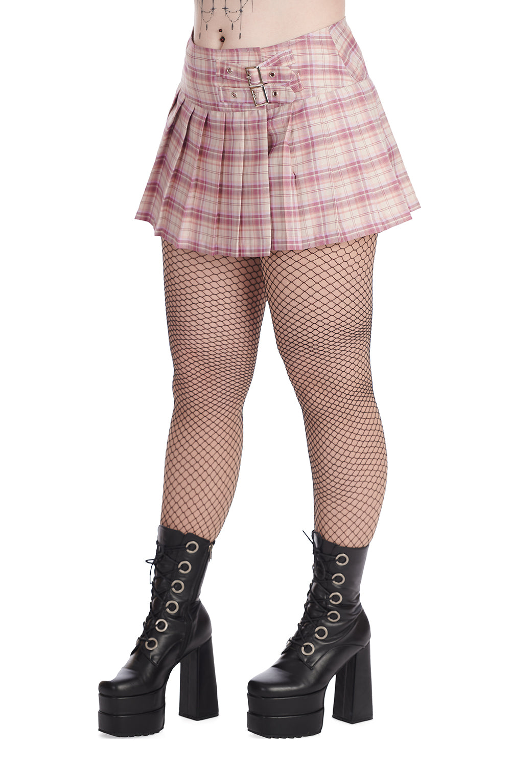 Banned Alternative Pink/White Orange Darkdoll Mini Skirt