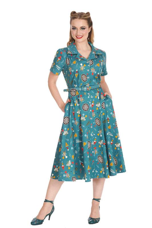 Banned Alternative KEEP EM FLYING BUTTON SWING DRESS
