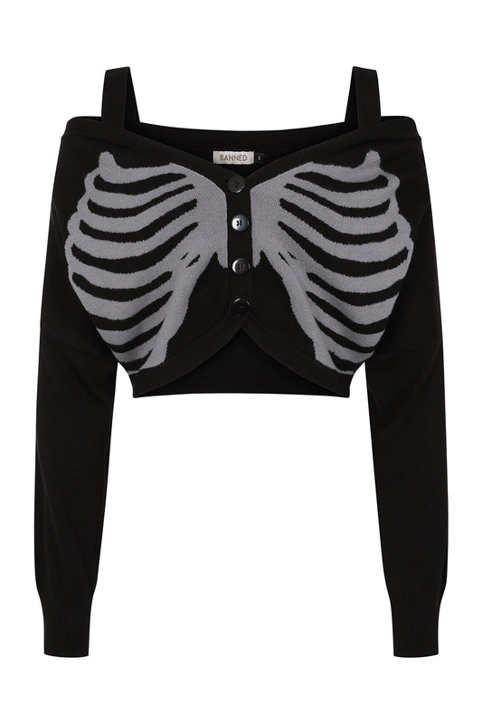 Banned Alternative Black Ligeia Knitted Cardigan