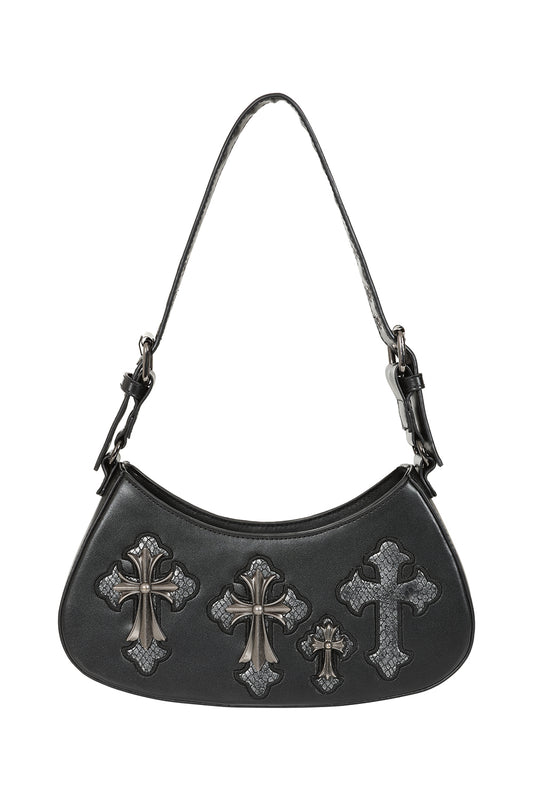 Banned Alternative Black Crypt Cross Shoulderbag