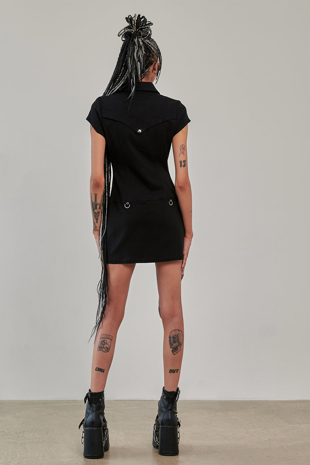 Banned Alternative Black Tartan Night Zip Dress