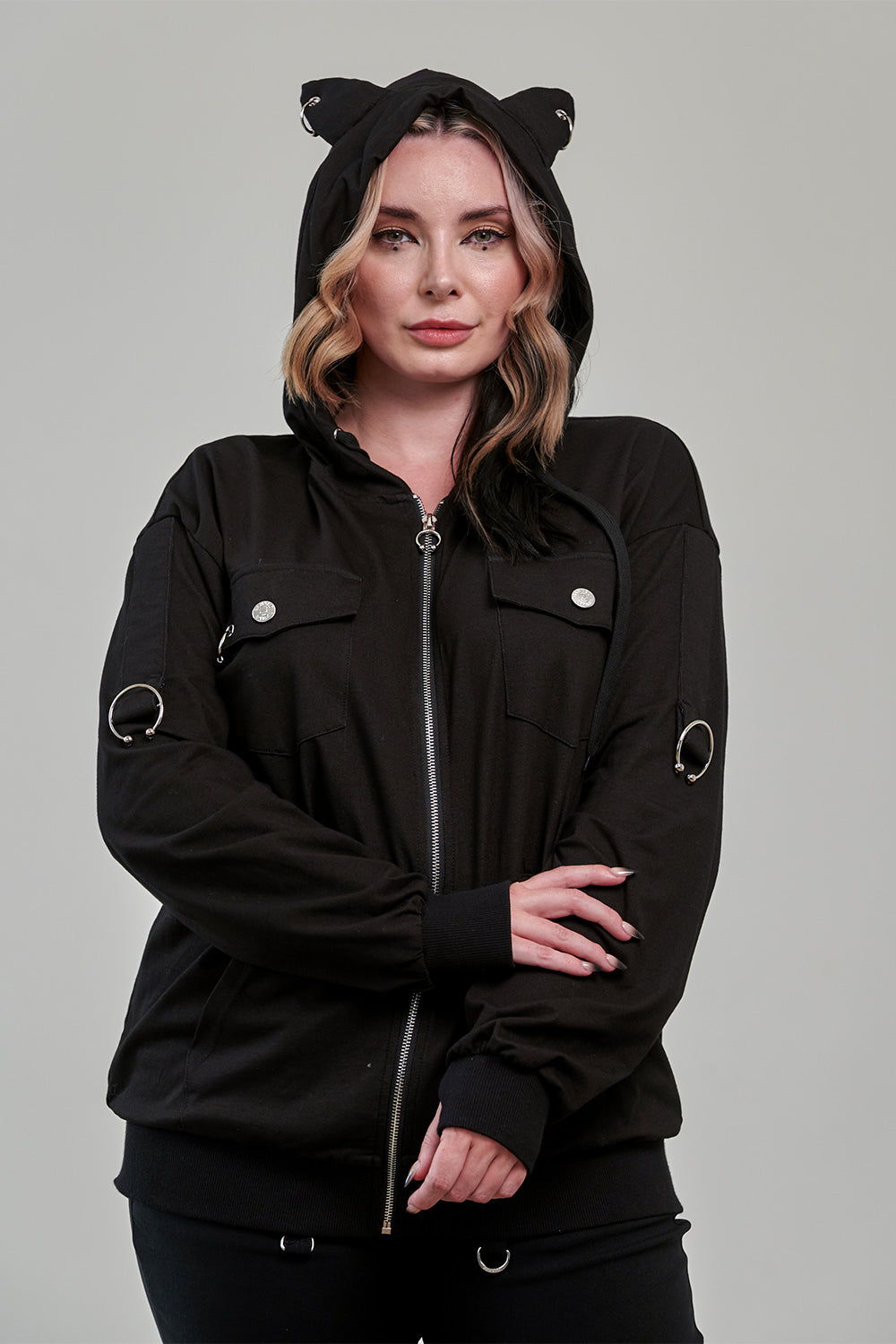 Banned Alternative Black Neo Noir Hoodie