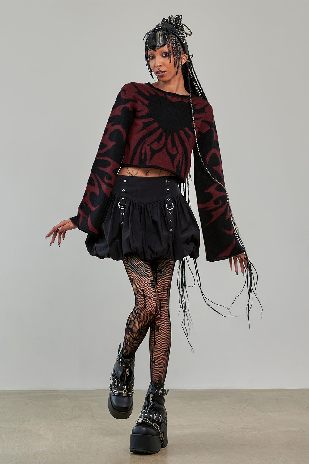 Banned Alternative Black/Burgundy Toxic Love Jumper
