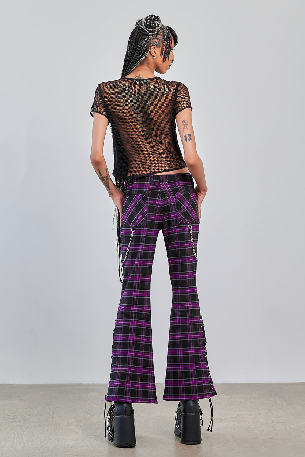 Banned Alternative Black Grunge Grid Top