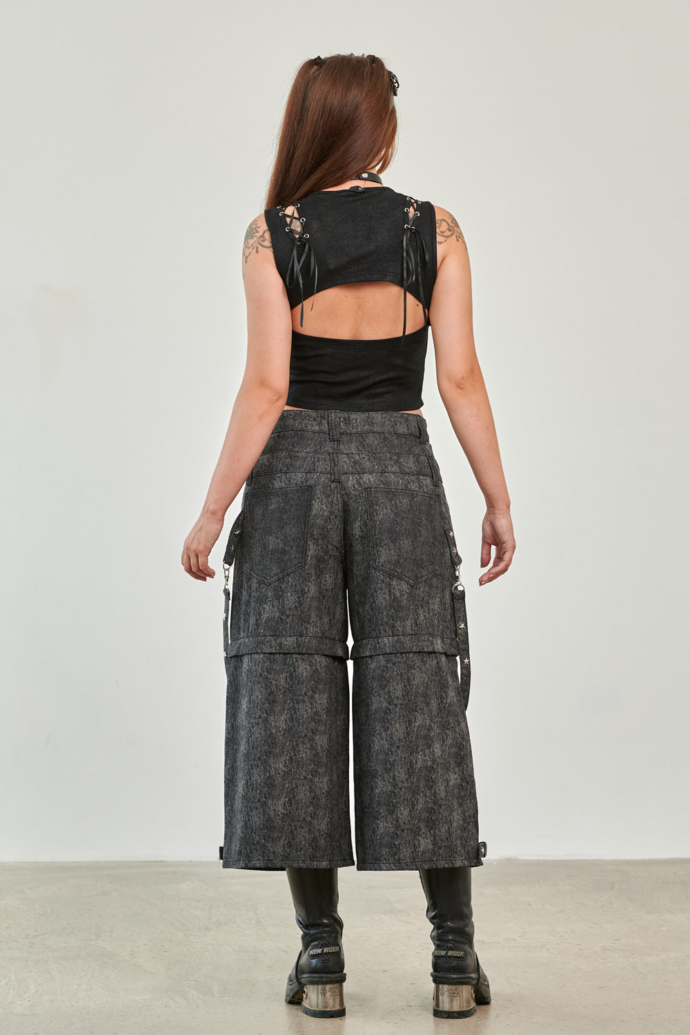 Banned Alternative Grey Glitchcore Detachable Trousers