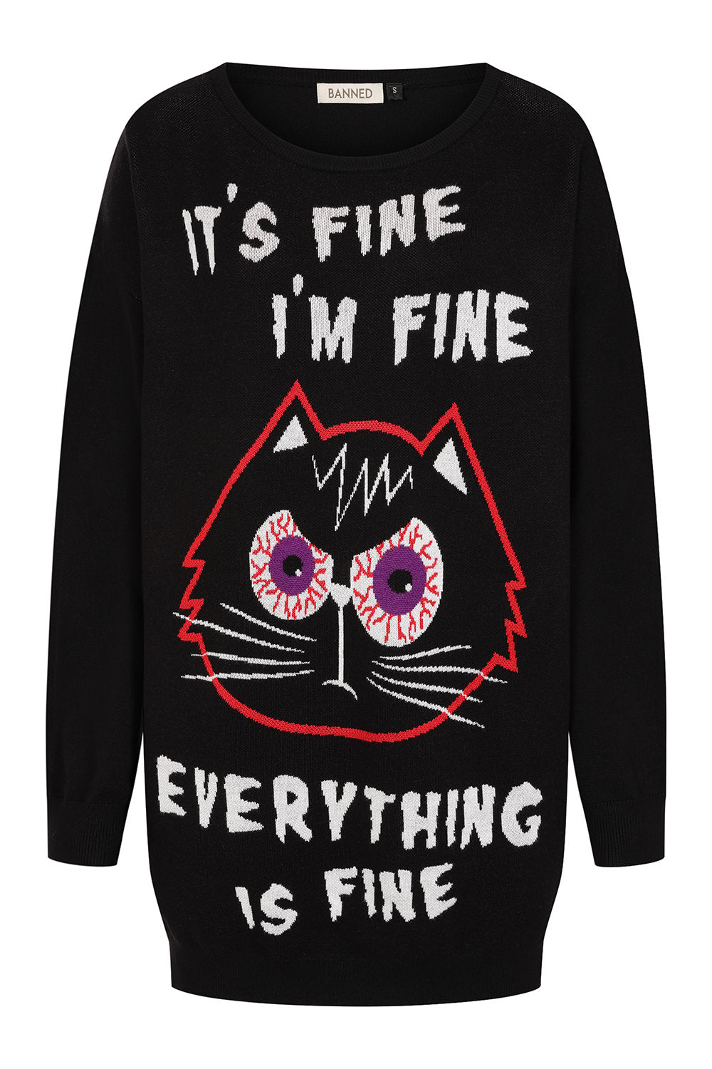 Banned Alternative Black Panic Purrfect Jumper