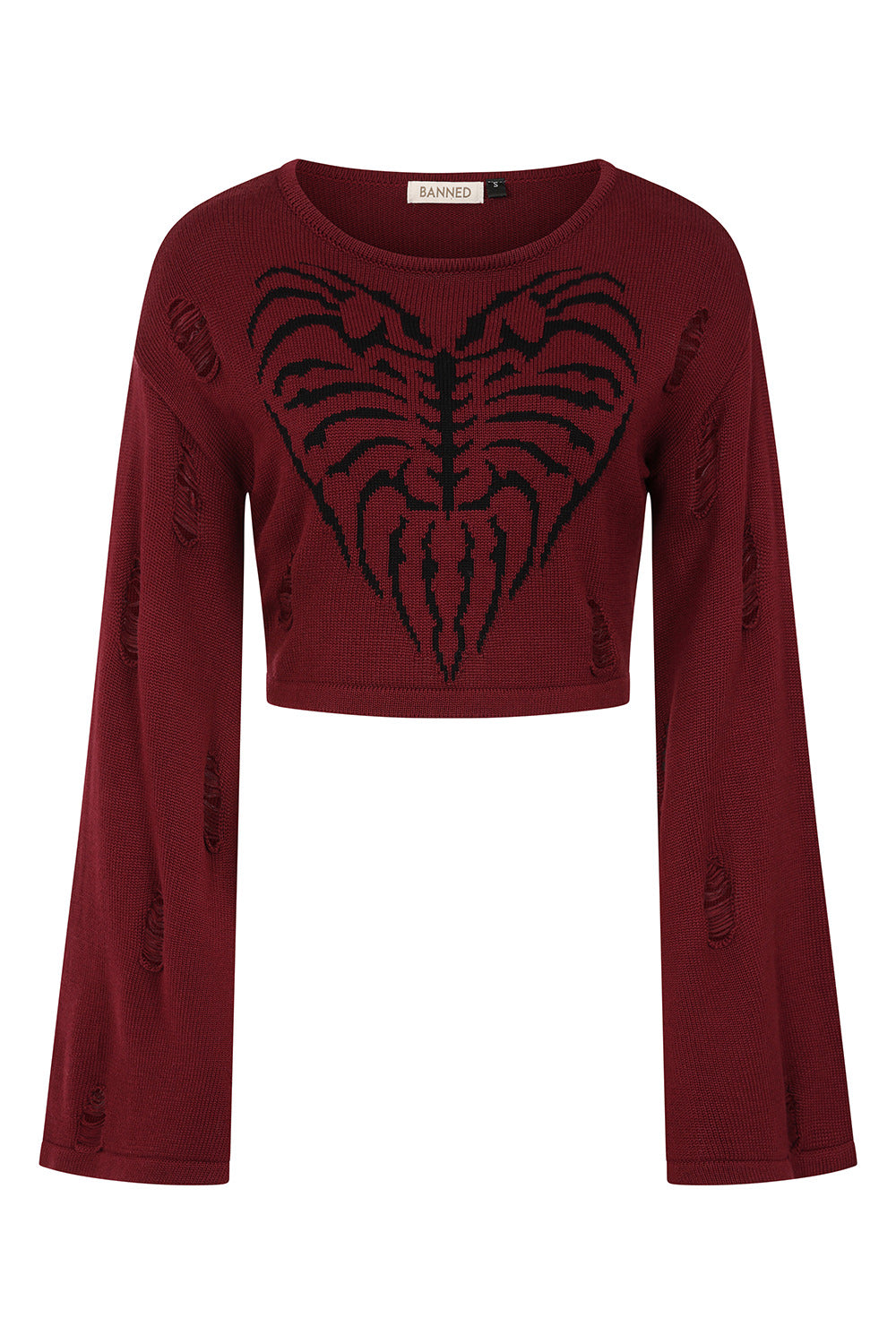 Banned Alternative Burgundy Torn Affection Jumper