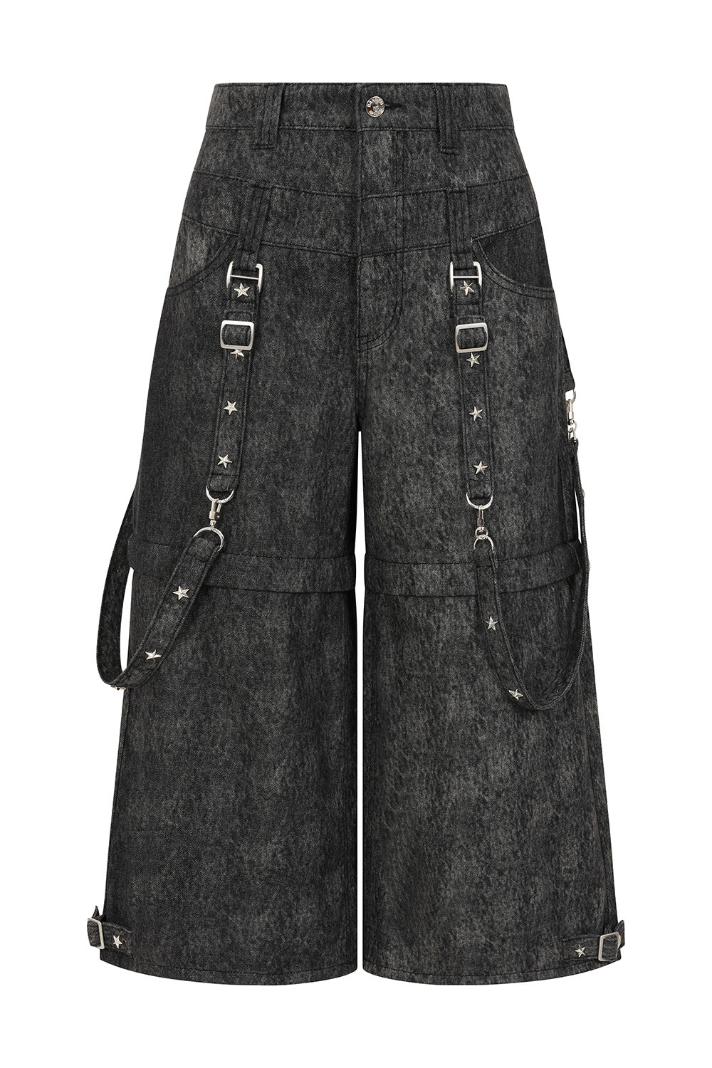 Banned Alternative Grey Glitchcore Detachable Trousers
