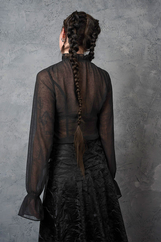 Banned Alternative Black Moonlit Romance Sheer Blouse