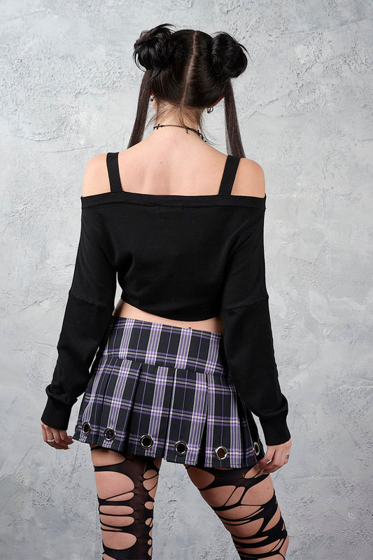 Banned Alternative Black/Purple Ligeia Knitted Cardigan