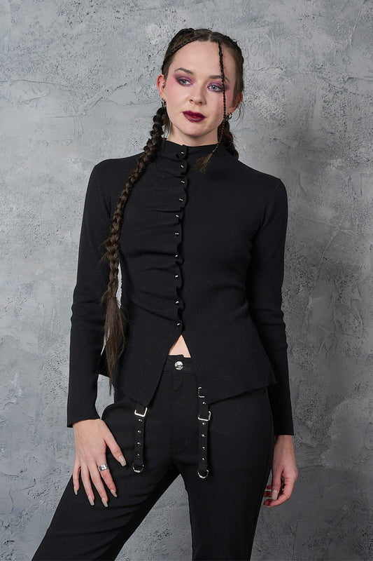 Banned Alternative Black Drip Line Cardigan