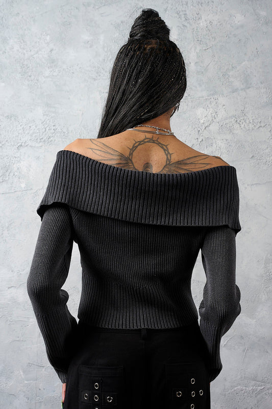 Banned Alternative Grey Nocturne Knit Cardigan