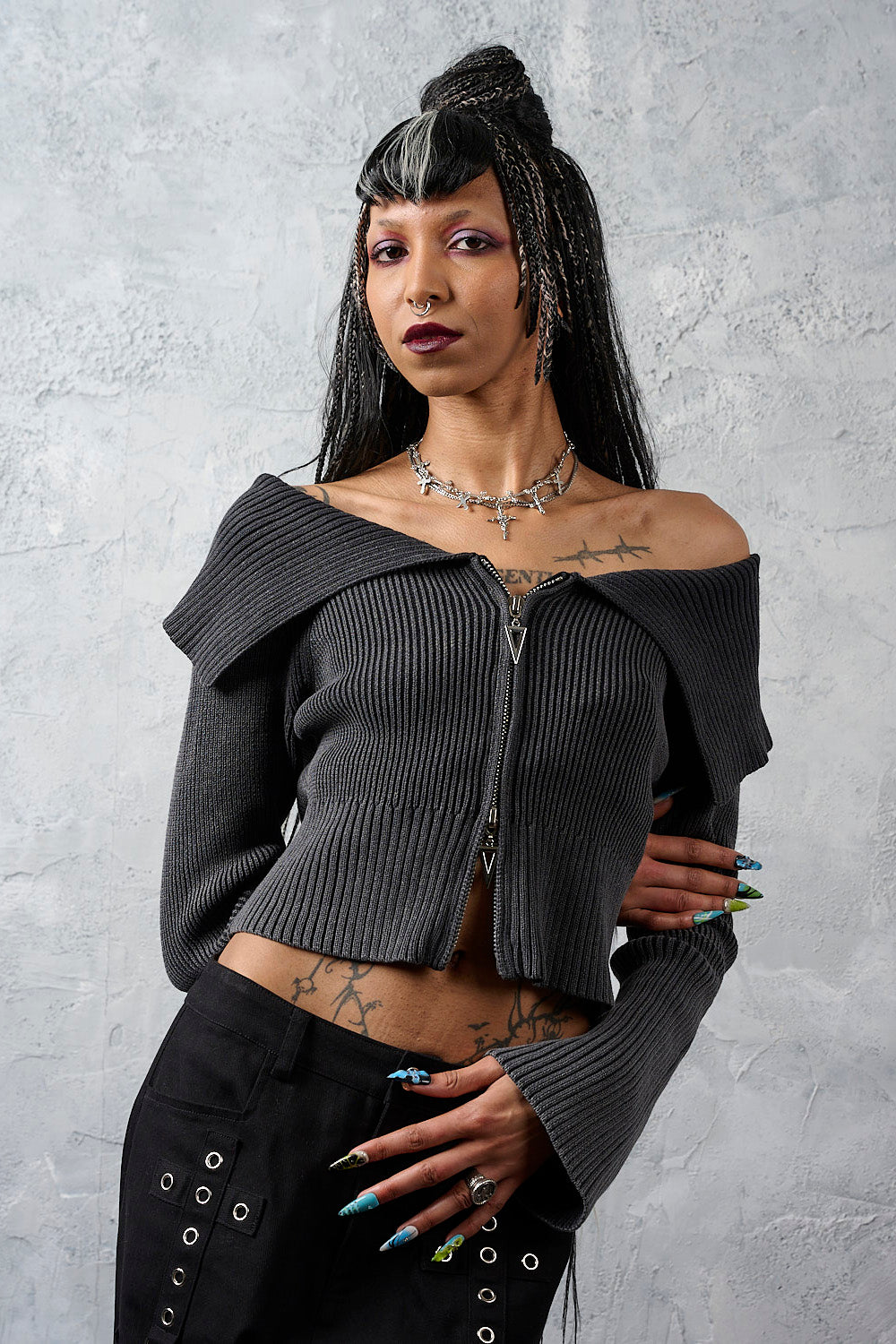 Banned Alternative Grey Nocturne Knit Cardigan