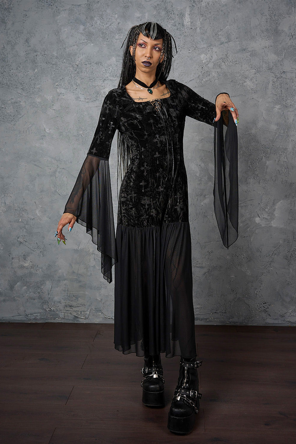 Banned Alternative Black Velarium Nocturne  Velvet Dress