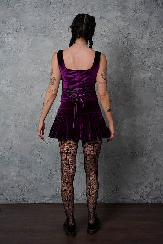 Banned Alternative Purple Nightfall Velvet Skirt