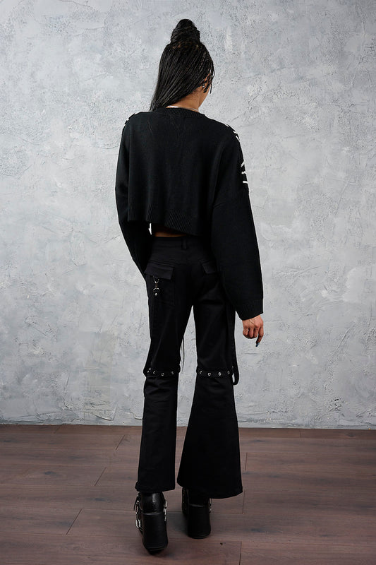Banned Alternative Black Sienna Utility Flare Trousers